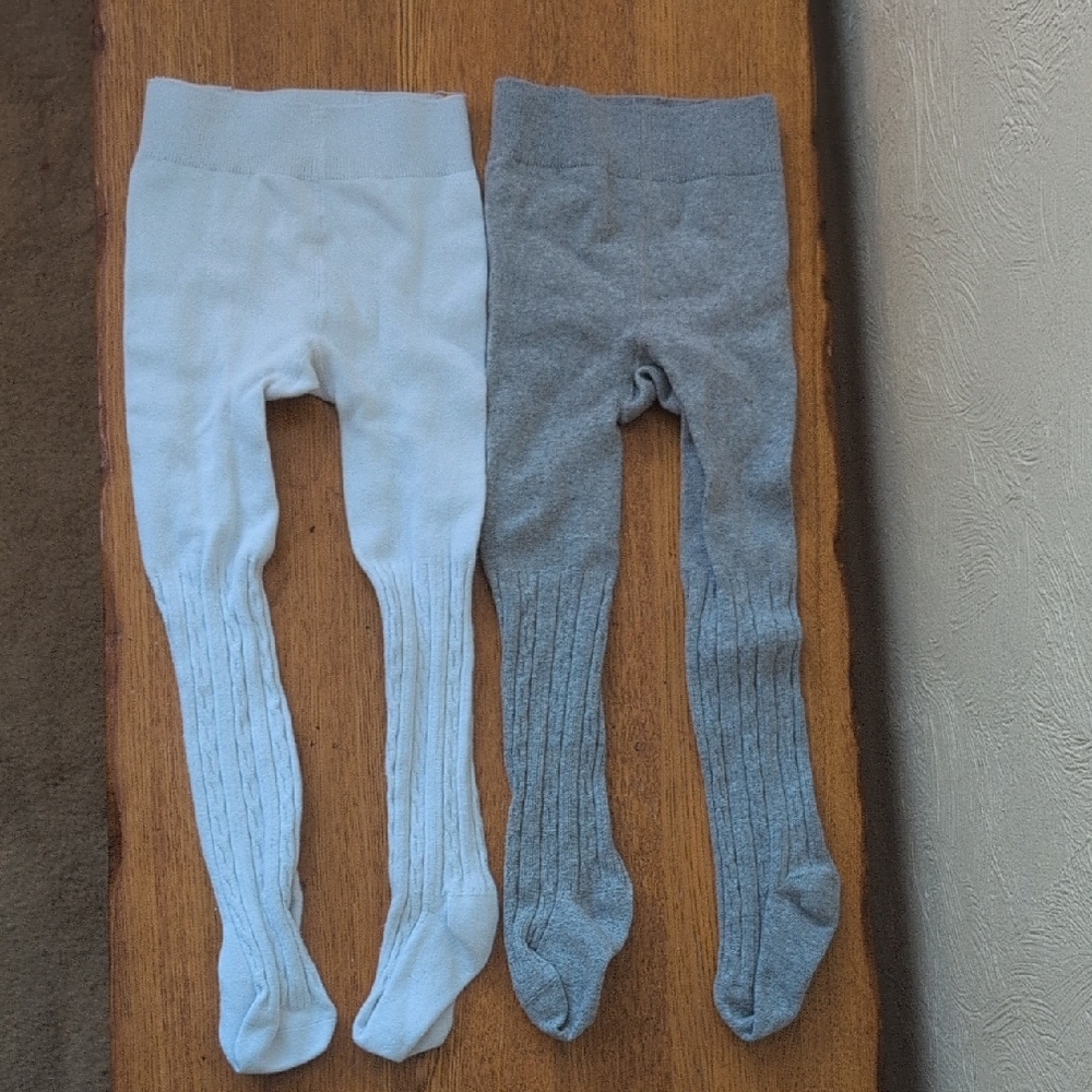 Kid's Gray and White Knit Leggings